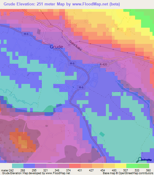 Grude,Bosnia and Herzegovina Elevation Map