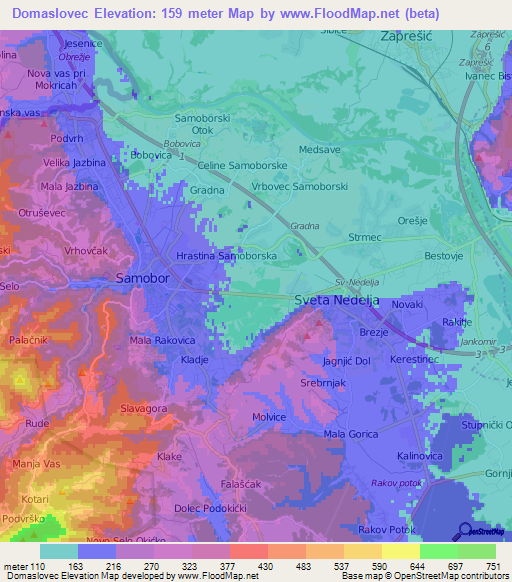 Domaslovec,Croatia Elevation Map