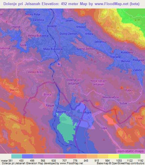 Dolenje pri Jelsanah,Slovenia Elevation Map
