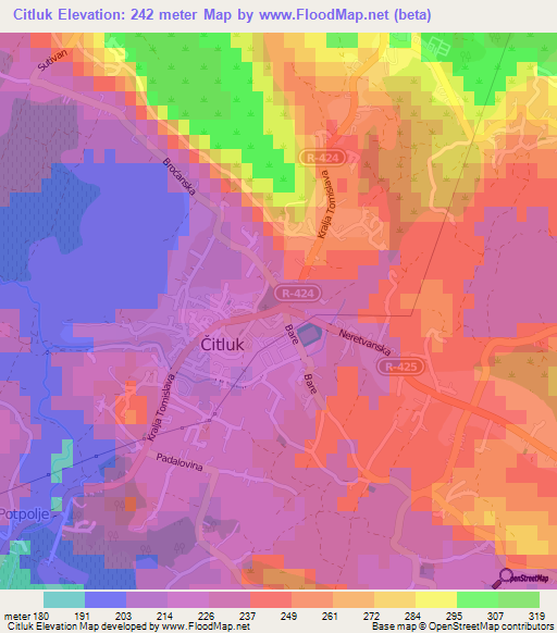 Citluk,Bosnia and Herzegovina Elevation Map