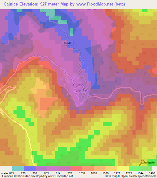 Cajnice,Bosnia and Herzegovina Elevation Map