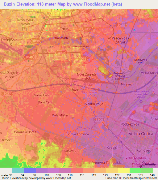 Buzin,Croatia Elevation Map