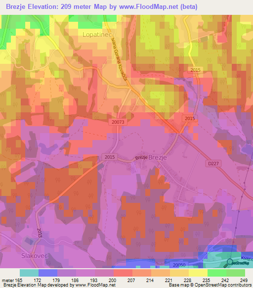 Brezje,Croatia Elevation Map