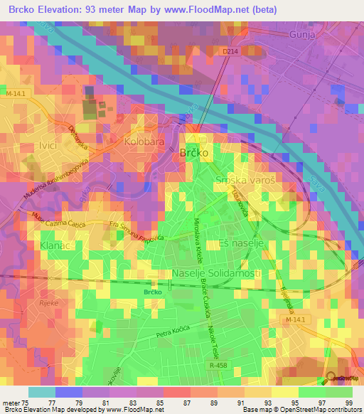 Brcko,Bosnia and Herzegovina Elevation Map