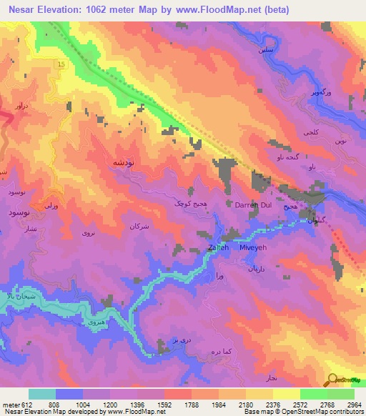 Nesar,Iran Elevation Map
