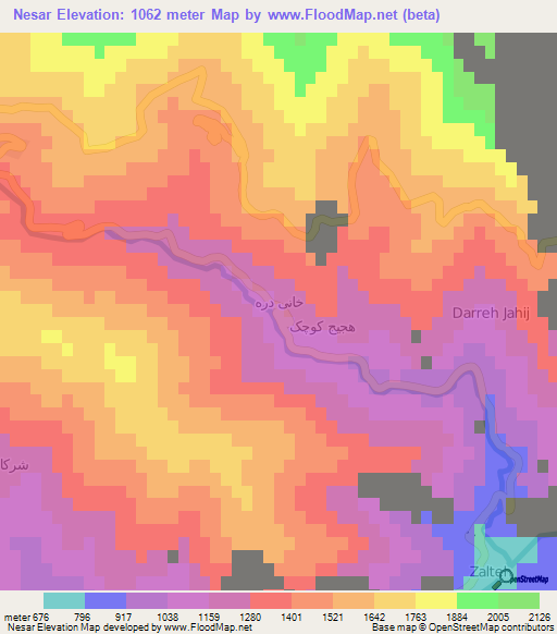 Nesar,Iran Elevation Map