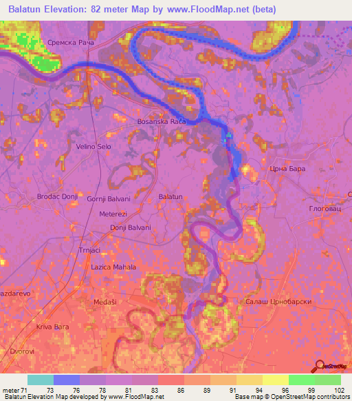 Balatun,Bosnia and Herzegovina Elevation Map