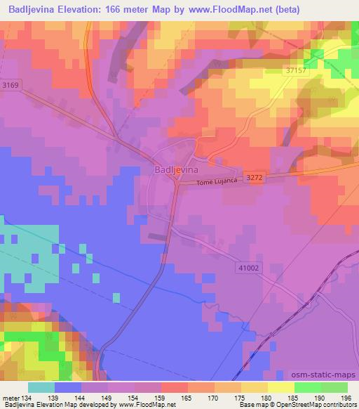 Badljevina,Croatia Elevation Map