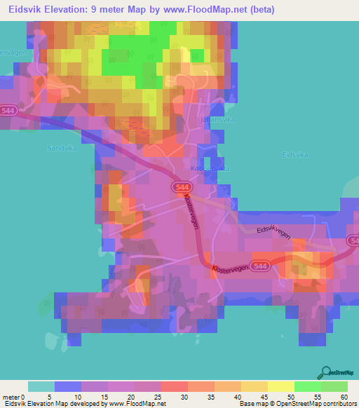 Eidsvik,Norway Elevation Map