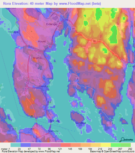 Rora,Norway Elevation Map