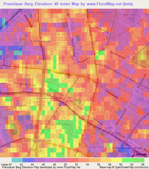 Prenzlauer Berg,Germany Elevation Map