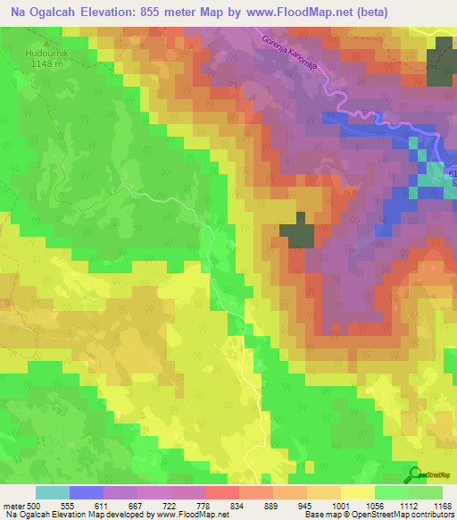 Na Ogalcah,Slovenia Elevation Map