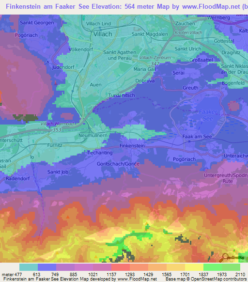 Finkenstein am Faaker See,Austria Elevation Map