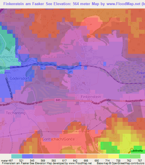 Finkenstein am Faaker See,Austria Elevation Map