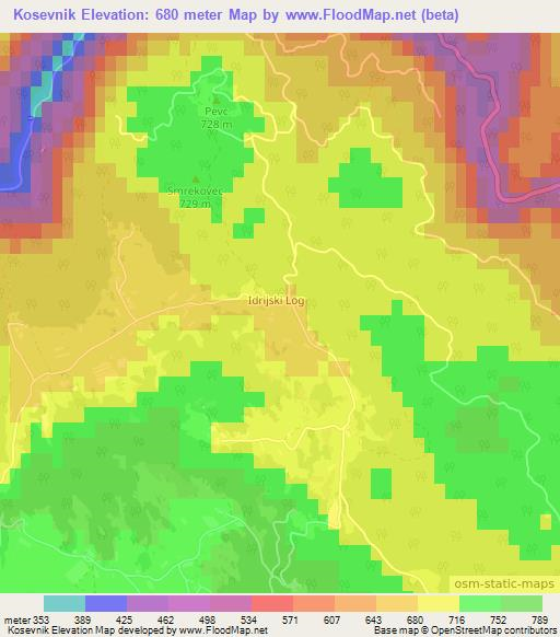 Kosevnik,Slovenia Elevation Map