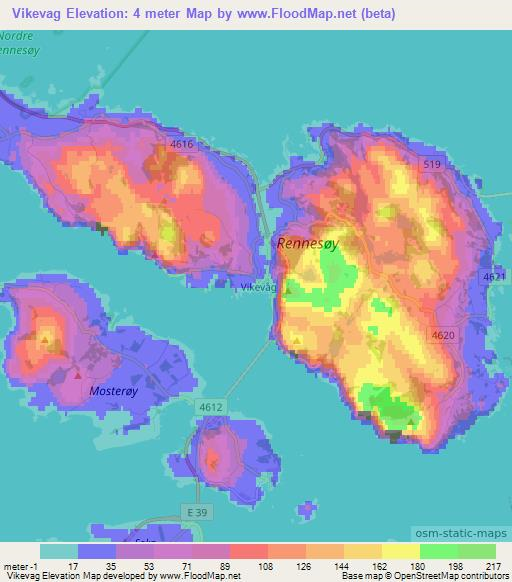 Vikevag,Norway Elevation Map