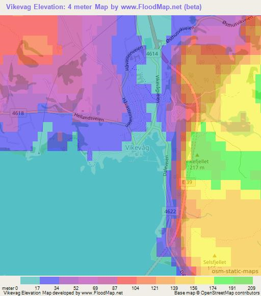 Vikevag,Norway Elevation Map
