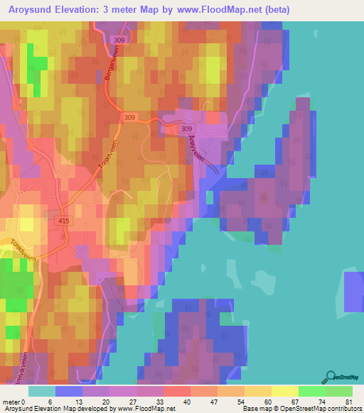 Aroysund,Norway Elevation Map