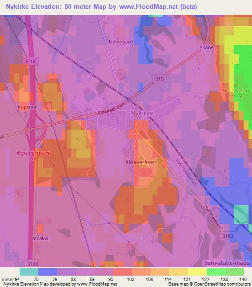 Nykirke,Norway Elevation Map