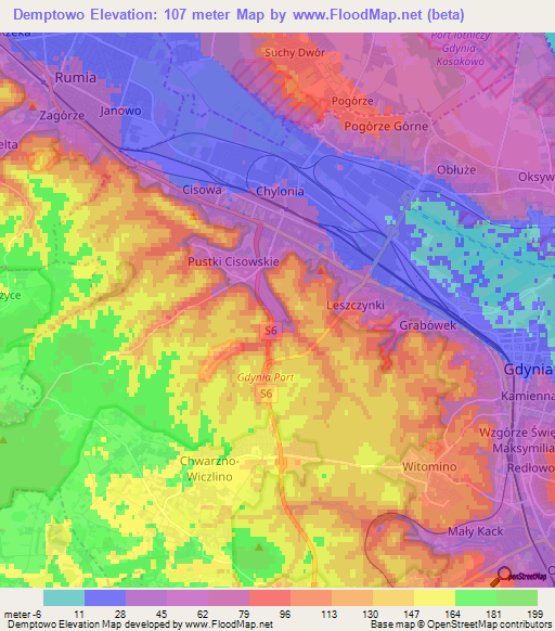 Demptowo,Poland Elevation Map