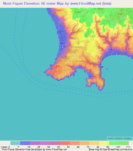 Mont Fiquet,Jersey Elevation Map