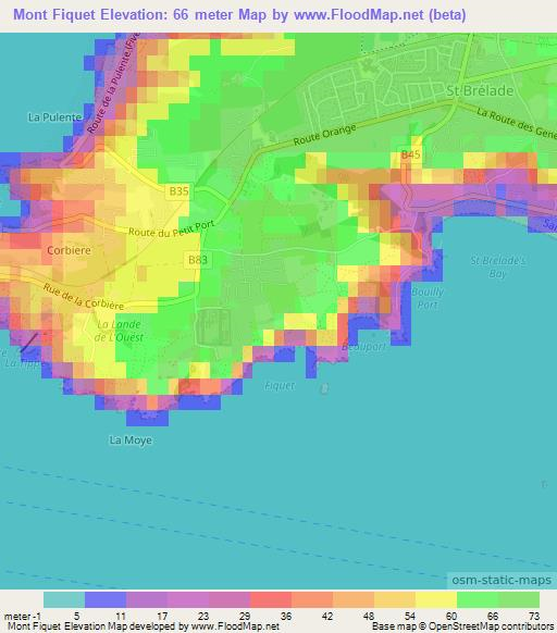 Mont Fiquet,Jersey Elevation Map