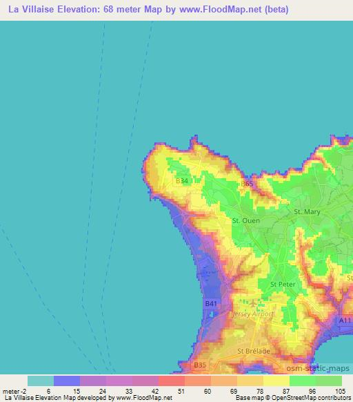 La Villaise,Jersey Elevation Map