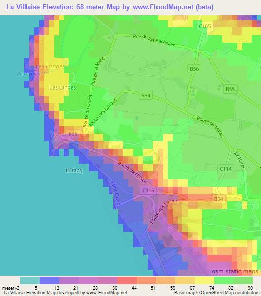 La Villaise,Jersey Elevation Map