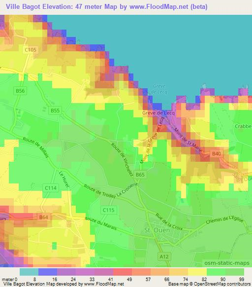 Ville Bagot,Jersey Elevation Map