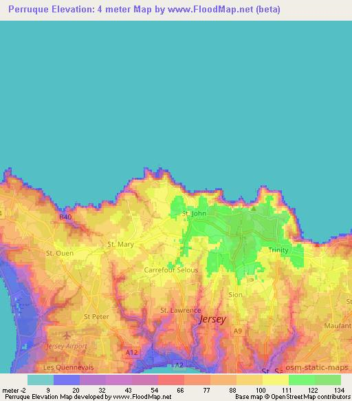 Perruque,Jersey Elevation Map