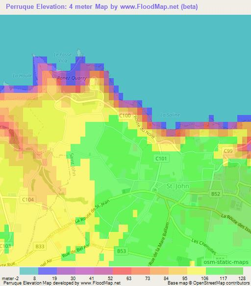 Perruque,Jersey Elevation Map