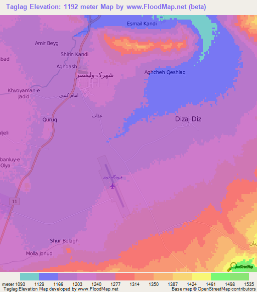 Taglag,Iran Elevation Map