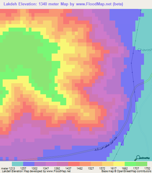 Lakdeh,Iran Elevation Map
