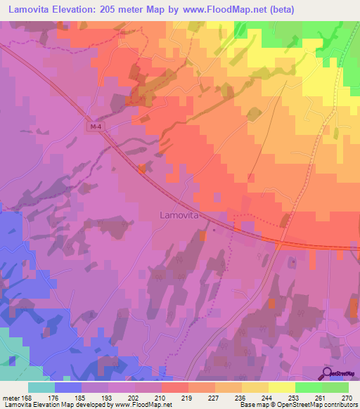Lamovita,Bosnia and Herzegovina Elevation Map