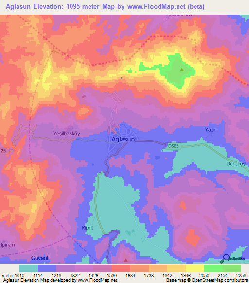 Aglasun,Turkey Elevation Map