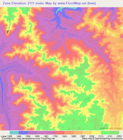 Zuna,Ethiopia Elevation Map