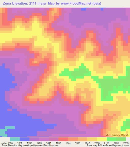 Zuna,Ethiopia Elevation Map