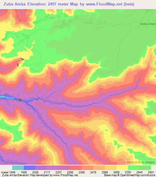 Zuba Amba,Ethiopia Elevation Map