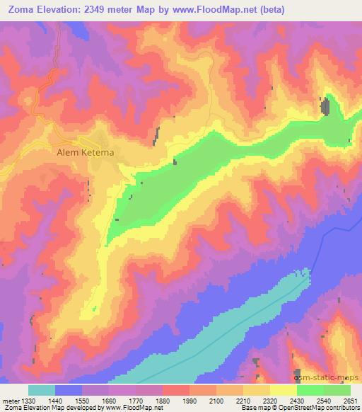 Zoma,Ethiopia Elevation Map