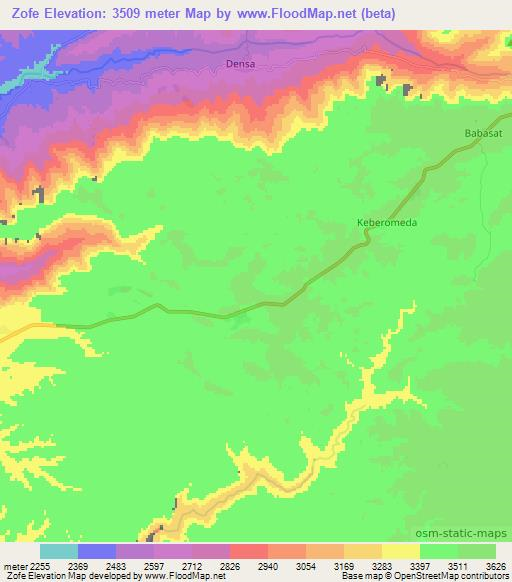 Zofe,Ethiopia Elevation Map