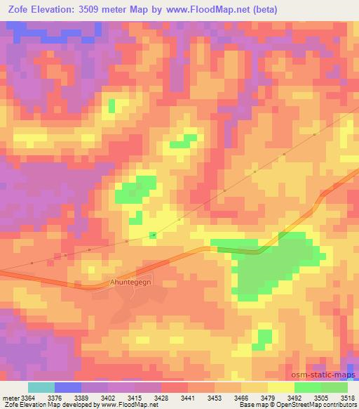 Zofe,Ethiopia Elevation Map