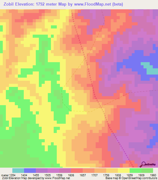 Zobil,Ethiopia Elevation Map