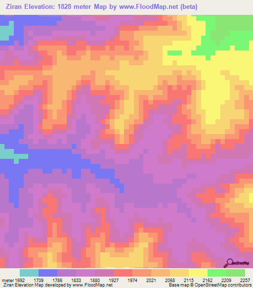 Ziran,Ethiopia Elevation Map