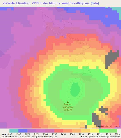 Zik'wala,Ethiopia Elevation Map