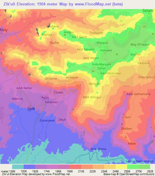 Zik'uli,Ethiopia Elevation Map
