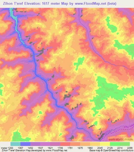 Zihon T'eref,Ethiopia Elevation Map