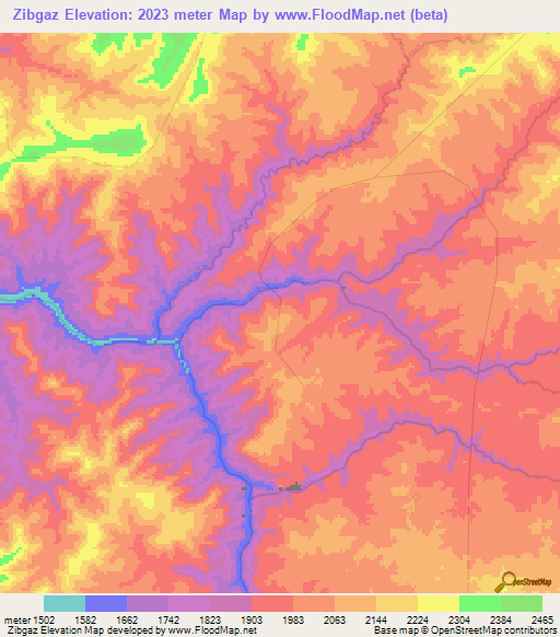 Zibgaz,Ethiopia Elevation Map