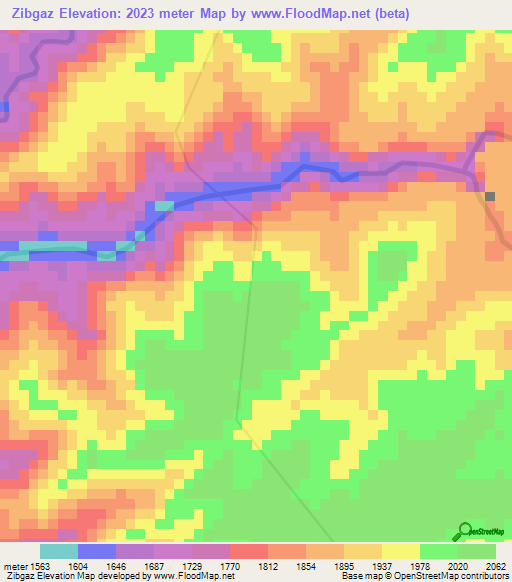 Zibgaz,Ethiopia Elevation Map