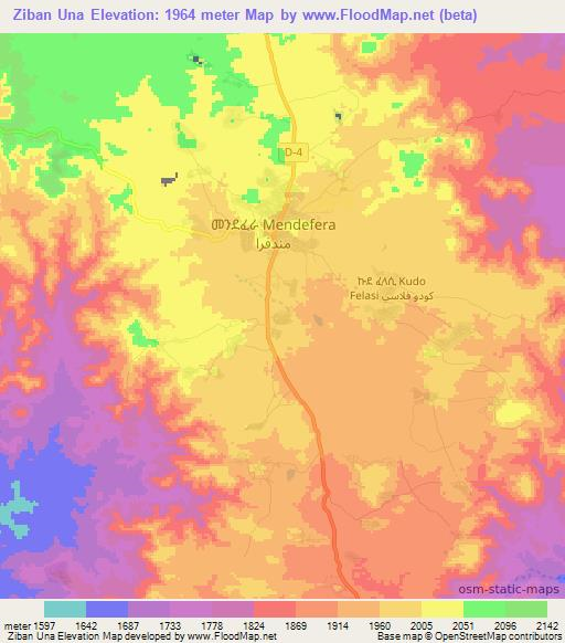 Ziban Una,Eritrea Elevation Map