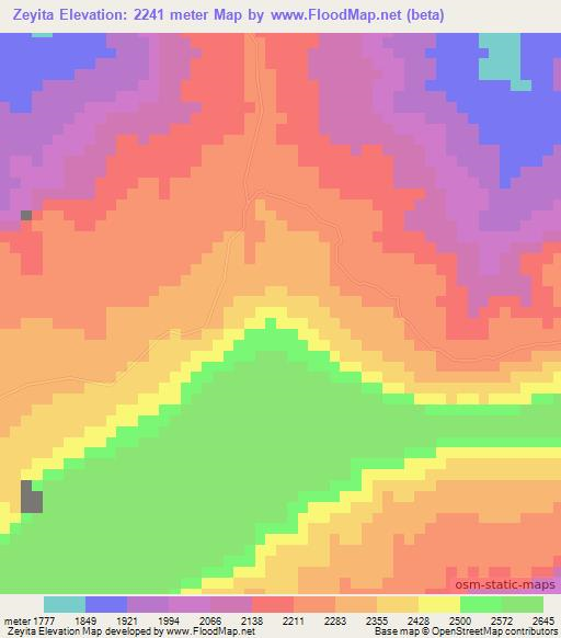 Zeyita,Ethiopia Elevation Map
